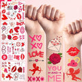 Valentine Temporary Tattoos Valentine Decorations Party Favors Love Kiss Heart Rose Lips Rose Party Supplies Accessories Gift Idea For Couple Stickers Décor Kids Boy Girls Teens Adult