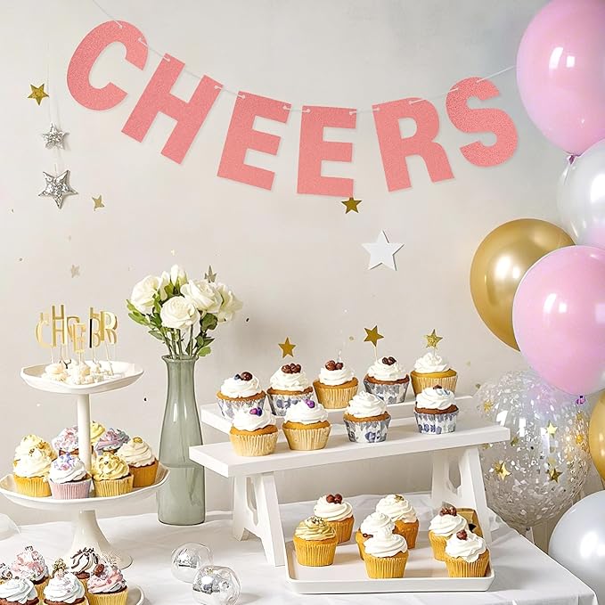 DIY Banner Kit with Letters Glitter Banner Letters Customizable Birthday Banners Graduation Banner Custom Party Hanging Banner for Graduation Wedding Party Baby Shower Decoration(Rose Gold)