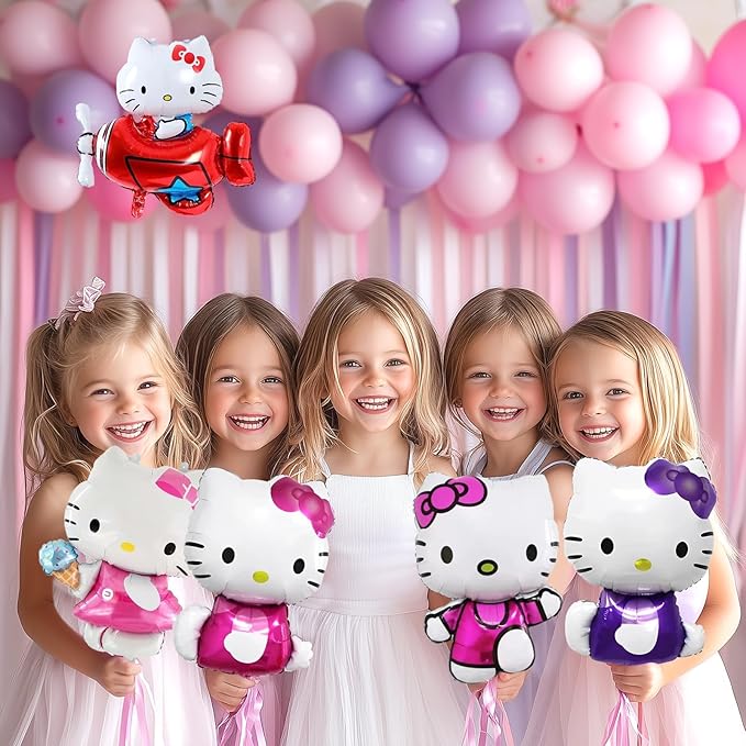 12Pcs Kitty Foil Balloons for Kitty Birthday Party Girls Birthday Party Balloons,Baby Shower Birthday Party Decorations