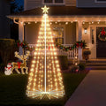 Outdoor Christmas Cone Tree Light, 12 Feet 1070 LEDs Outdoor Lightshow with Star Topper, Artificial Christmas Tree for Yard Square Plaza Christmas Decorations, Warm White