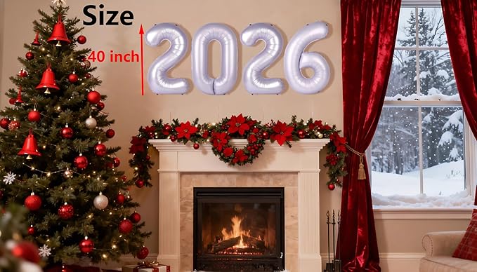 40 Inch Lilac 2026 Number Balloon, Large Foil Number Balloons 2026 Graduation Balloons, New Years Decorations 2026 Lilac