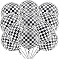 KatchOn, Black and White Checkered Balloons - 22 Inch, Pack of 12 | Race Car Balloons for Race Car Birthday Party Decorations | Racing Party Decoration | Checkered Party Decorations | Emo Party Décor