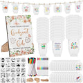 201 Pcs Baby Shower Set Baby Shower Game Sign Baby Bib Bodysuit White Baby Bib Newborn Bodysuit Baby Shower White Decorating Kit(PinkFlowerButterfly)