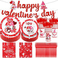 Happy Valentines Plates and Napkins: 121pcs Happy Valentines Party Decorations with Valentines Day Plates and Napkins Sets Happy Vablentine's Day Banner for Room Home Decor