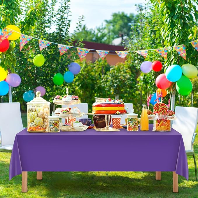 Mulbozy 12 Pcs Dark Purple Plastic Tablecloth for Rectangle Table, 54 × 108 inches Disposable Purple Party Table Covers for Birthday, Anniversary, Wedding, Fine Dining, Graduation Party Decoration…