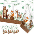 TREWAVE Woodland Animals Plastic Tablecloth Forest Wild Creatures Baby Shower Table Covers for Boy Girl Birthday Table Decoration Neutral Gender Reveal Decor Friendship Themed Party Supply 54" x 108"