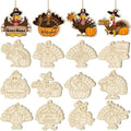 36PCS Wooden Thanksgiving Decoration Turkey Ornaments to Paint Thanksgiving Ornaments for Tree Crafts Cutouts Unfinished, DIY Blank Fall Unfinished Turkey Pumpkin Ornament for Home Harvest Hanging