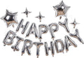 23 Pcs Happy Birthday Balloons Banner, 16 Inch Silver Balloons Mylar Foil Letter with 5pcs Star Balloons Kits for Kids Boys Men Women and Girls Birthday Party Decoration Supplies