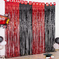 LOLStar Graduation Party Decoration, 2 Pack Red and Black 3.3x6.6 ft Foil Fringe Curtains, Tinsel Backdrop, Graduation Photo Booth Prop Streamer Backdrop for Class of 2026, Prom and Grad Party Decor