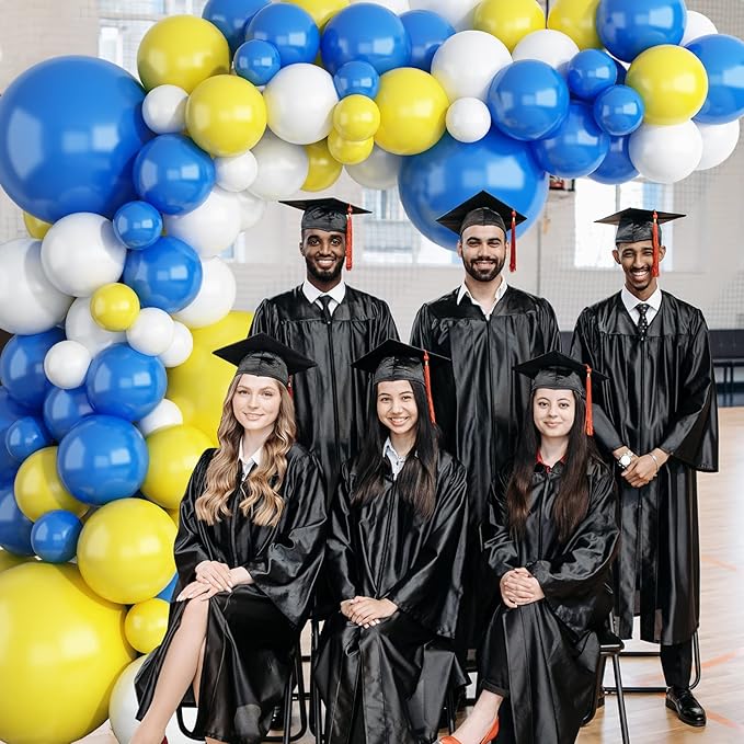 124PCS Blue Yellow White Balloon Garland Arch Kit, 18 12 5 inch Matte Blue White Yellow Balloons Garland Kit, Decoration Balloons for Birthday Baby Shower Wedding Anniversary Picnic Festival Party