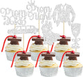 Gyufise 24Pcs Prom Cupcake Topper Prom Decorations for Party 2026 Grad Cupcake Topper 2026 Grad Decor Class of 2026 College Decorations Party Decorations Silver