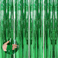 Valentines Day 4 Pack 3.3 * 8.3 ft Foil Curtain Metallic Tinsel Fringe Curtains Photo Booth Props Backdrop for Birthday Wedding Engagement Baby Shower Christmas Holiday Celebration Partyl,Green