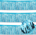 3 Pack 10 Ft Light Blue Foil Fringe Garland Metallic Streamers Tinsel Banner Wall Hanging Garland Backdrop for Parade Floats, Halloween, Christmas, Thanksgiving, New Year Party Decorations