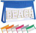 Beach Pouch Sunscreen Clear Makeup Bag Chenille Letter Beach Cosmetic Pouch Summer Essential Cute Toiletry Pouch Travel Accessories Gifts for Women