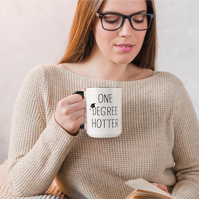 Graduation Gifts for Her, Him - 15oz Ceramic One Degree Hotter Mug - 2026 Funny College, Masters Degree, Phd, Nursing & Nurse, High School Grad Gifts for Women Men, Graduation Party Decorations