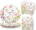 Wildflower Party Plates and Napkins Set - 40 Pcs Spring Disposable Tableware for 20 Guests, 9 Inch Floral Paper Plates & Butterfly Napkins for Baby Shower, Garden Party & Birthday Decorations