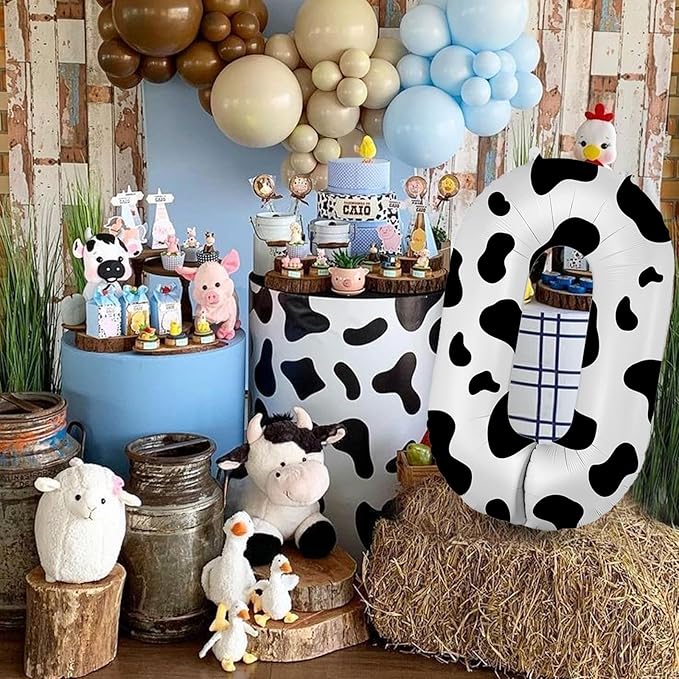 40 Inch Cow Print Balloon, Number 0 Balloons for 10th Birthday Decoration, Large Cow Number Balloons for Western Party & Baby Shower Animal Theme Party Decor