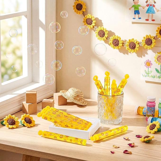 32 Pcs Summer Sunshine Bubble Wands Summer Bubble Wand Party Favors for Adult Pool Activity Birthday Party Goodie Bag Stuffers Gifts Wedding Supplies