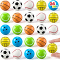 JOYIN 24 Pcs Multi-Sports Bouncy Balls Bulk with Storage Bag, 6 Style 32mm Small Balls for Kids Party Favors for Kids 4-8, Classroom Prizes, Treasure Box Toys & Goodie Bags Stuffers