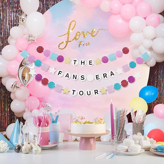 145 Pcs DIY Friendship Bracelet Birthday Banner, 5.4 ft Glitter in My Birthday Era Banner Era Tour Decorations for Classroom Party Supplies