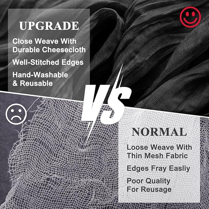 Wokceer Cheesecloth Table Runner 2Pack 10FT Black Christmas Boho Gauze Cheese Cloth Table Runner for Party Easter Rustic Sheer Table Runners for Baby Bridal Shower Wedding Table Decor