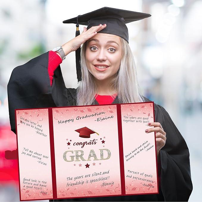 Vlipoeasn 2026 Graduation Guest Book Alternative, Red Gold Class of 2026 Graduation Party Decorations, Graduation Signature Book for 2026 College High School, Unique Graduation Gifts for Friends