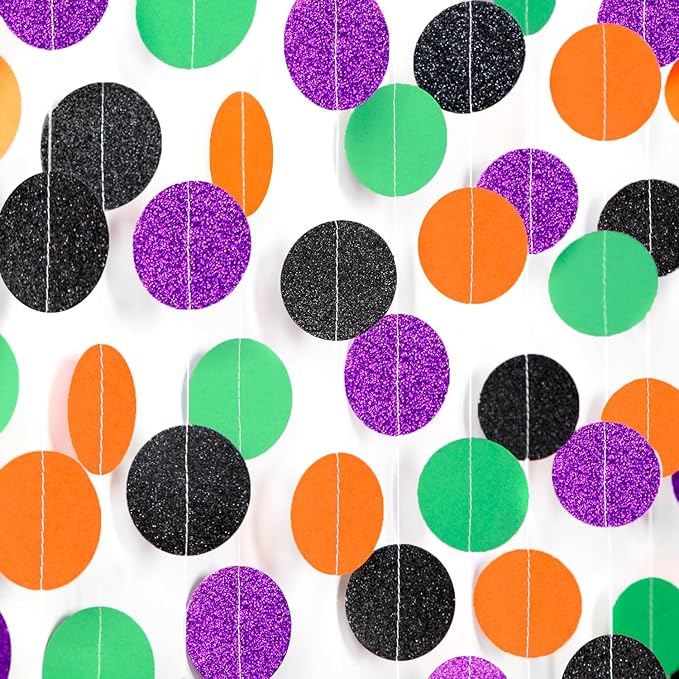 Black-Purple Orange-Green Halloween Party-Decorations Supplies - 52Ft Indoor Streamers Banner,Spooky Birthday Hanging Garland,Outdoor Horror Themed Wedding Baby Shower Wall Backdrop Decor Burgleda
