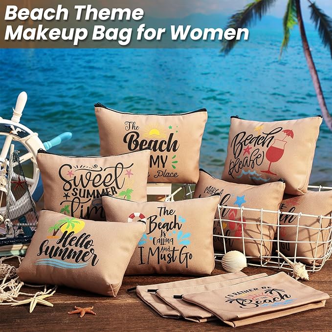 20 Pcs Bulk Beach Makeup Bags - Summer Beach Accessories Toiletry Cosmetic Pouch Zipper Bags, Cruise Travel Survival Kit Gifts Party Favors for Women Teens Clients Friends