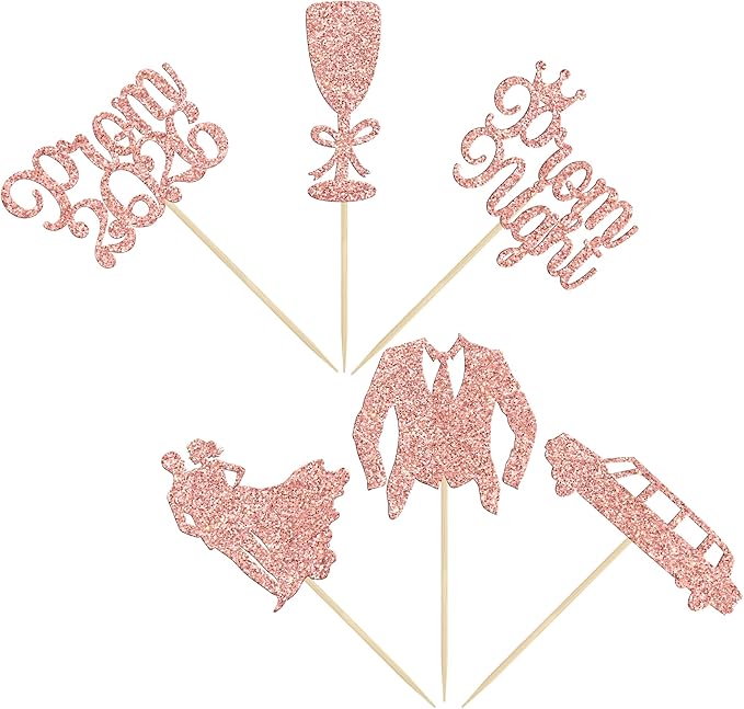 Gyufise 24Pcs Prom Cupcake Topper Prom Decorations for Prom Graduation Cupcake Topper 2026 Graduation Decorations Class of 2026 College Graduation Decorations Rose Gold
