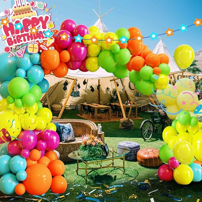 Tropical Balloon Arch Kit,119 Pcs Different Size Hawaiian Balloons,Latex Summer Balloons for Party Decorations, Wedding Backdrop, Birthday, Baby Shower, Graduation