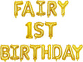 2 Set 32Pcs Gold Fairy 1st Birthday Letter Balloons 16in Foil Decorations Party Decor Supplies