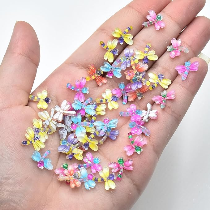 50PCS Mini Dragonfly for Crafts Dollhouse Miniature Resin Tiny Dragonflies for Fairy Garden Dollhouse Micro Landscaping Decoration