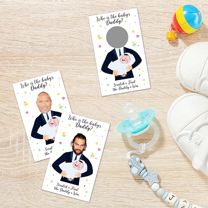 40 Cute Baby Shower Games - Scratch Off Lottery Ticket Raffle Cards - Decorations- who is The Baby's Daddy - 40 Cards