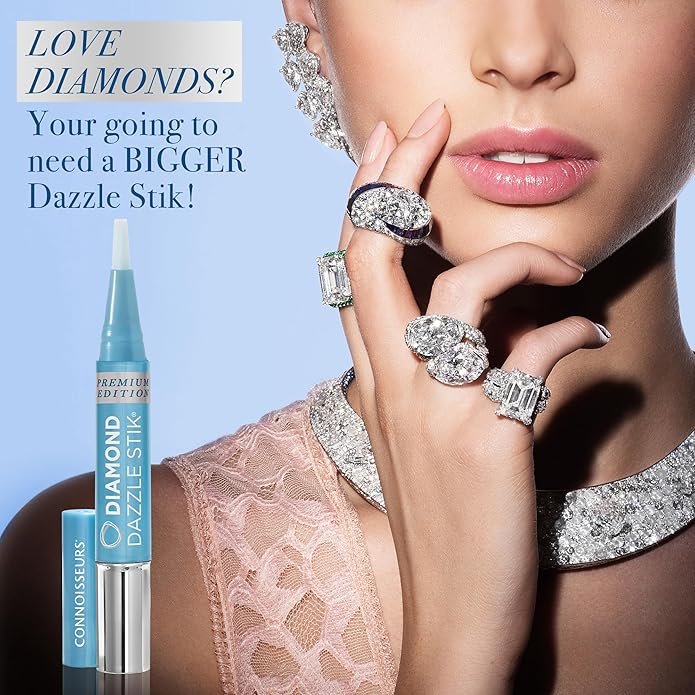 CONNOISSEURS Diamond Dazzle Stik - Portable Diamond Cleaner for Rings and Other Jewelry - Bring Out The Sparkle in Your Diamonds and Precious Stones