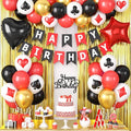 Casino Theme Party Decorations for Men Women, Casino Birthday Decorations with Poker Balloons 'HAPPY BIRTHDAY' Banner Cake Topper Star Foil Balloons Fringe Curtain for Las Vegas Game Night Party Decor