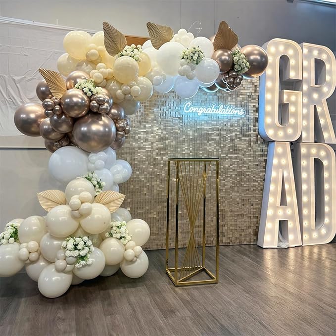 128PCS White Sand Gold Balloons Arch Kit, Nude Bridal Shower Balloon Garland with Metallic Gold Balloons for Bachelorette Bride to be Boho Wedding Baby Shower Birthday Graduation Party Decorations