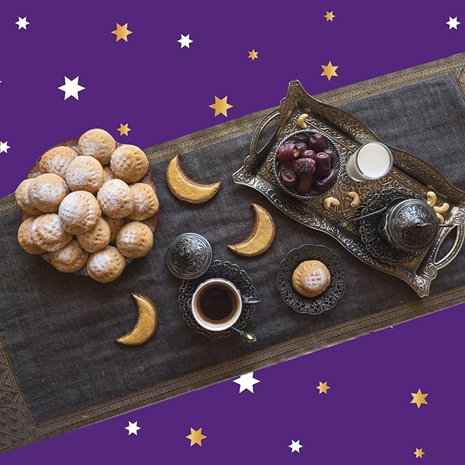 3 Pieces Ramadan Mubarak Tablecloths for Eid Mubarak Decorations Plastic Disposable Happiness Ramadan Eid Al-fitr Party Table Covers for Rectangle Tables Ramadan Party Favors, 54 x 108 Inches（Purple）
