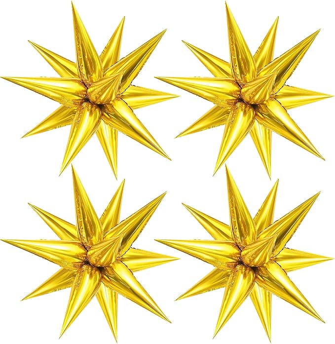 KatchOn, Large Gold Star Balloons - 20 Inch, Pack of 50 | Starburst Balloons for Gold Birthday Decorations | Spike Balloon for Graduation Decorations 2026 | Star Foil Balloons for Graduation Backdrop