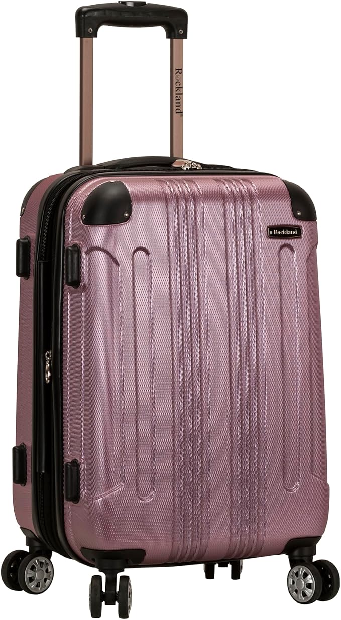 Rockland London Hardside 2 Piece Spinner Wheel Luggage Set, Carry-On 20" and Tote 14", Pink