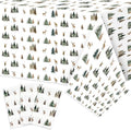 Winter Deer Table Cover - 3Pcs Watercolor Forest Flower Deer Pine Tree Disposable Plastic Rectangle Pack Merry Christmas Xmas Table Cloth Baby Shower Holiday Party Decor Decoration Supplies