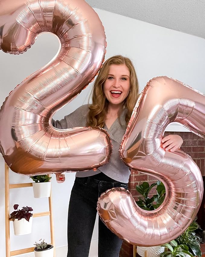 Rose Gold Number 50 Balloon 40 inch, 50 Number Balloons, 50th Birthday Decorations, 50 Year Old Women Men Rose Gold Party Supplies