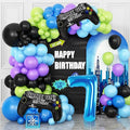 7th Birthday Video Game Balloons Arch, 7th Party Balloons Garland Kit 7th Birthday Supplies with Blue Number 7 Balloon Game Foil Balloons for 7 Year Old Teens Boys Decor