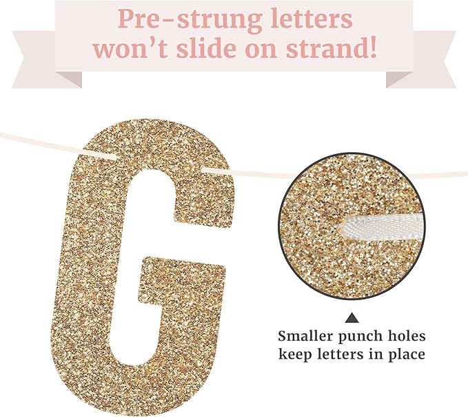 Pre-strung Go Shawty It's Ya Birthday Banner - No DIY - Gold Glitter Funny Hip Hop Party Banner for Men & Women - Pre-strung on 10 ft Strands - It's Your Birthday Party Decorations - No DIY