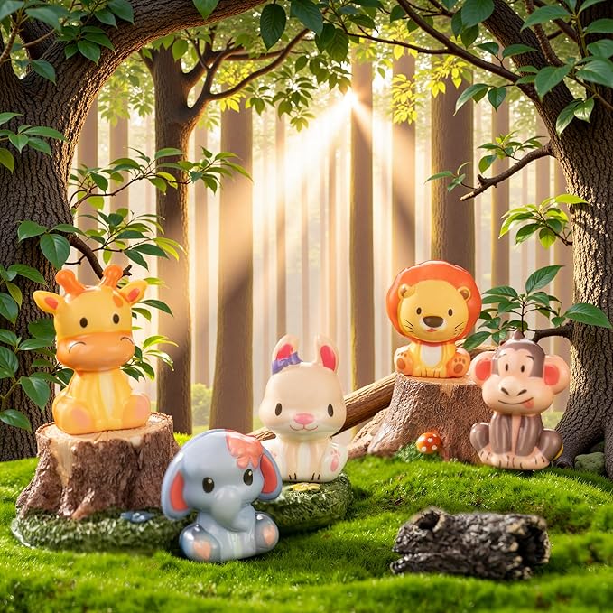 Party Favors for Kids 24PCS Safari Animal Squishy Toys,Goodie Bag Stuffers, Pinata Stuffers,Birthday Gifts for Boys & Girls,Treasure Chest Prizes,Classroom Prizes for Kids