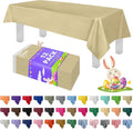 Grandipity 12 Pack Premium Disposable Plastic Tablecloth 54 Inch. x 108 Inch. Decorative Rectangle Table Cover - Beige