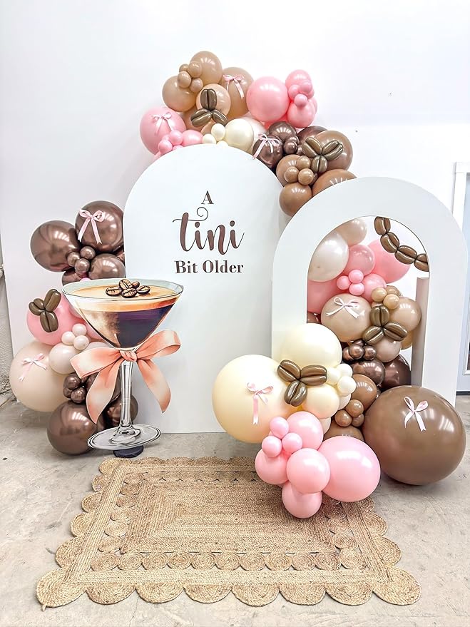 Espresso Martini Birthday Party Decorations, 134PCS A Tini Bit Older Balloons Garland Arch Kit with Giant Foil Espresso Martini Balloons for Bachelorette Bridal Shower Wedding Party Supplies