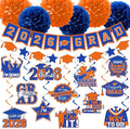 Orange and Blue Graduation Decorations, Grad Banner and Congrats Grad Hanging Swirls, Orange and Blue Graduation Banner Graduations Hanging Swirls College Graduations Party Decorations Class of 2026