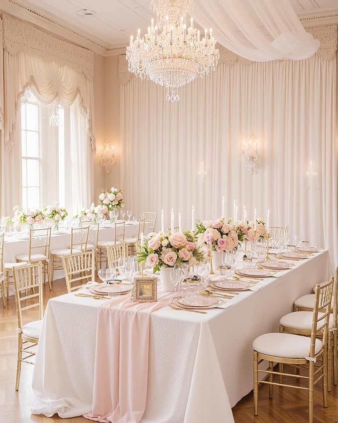 Nervure 350PCS Pink Plastic Plates - Pink Plastic Dinnerware Sets for 50 Guests - 100 Disposable Plates, 150 Gold Silverware, 50 Cups, 50 Napkins Perfect for Wedding & Party & Easter