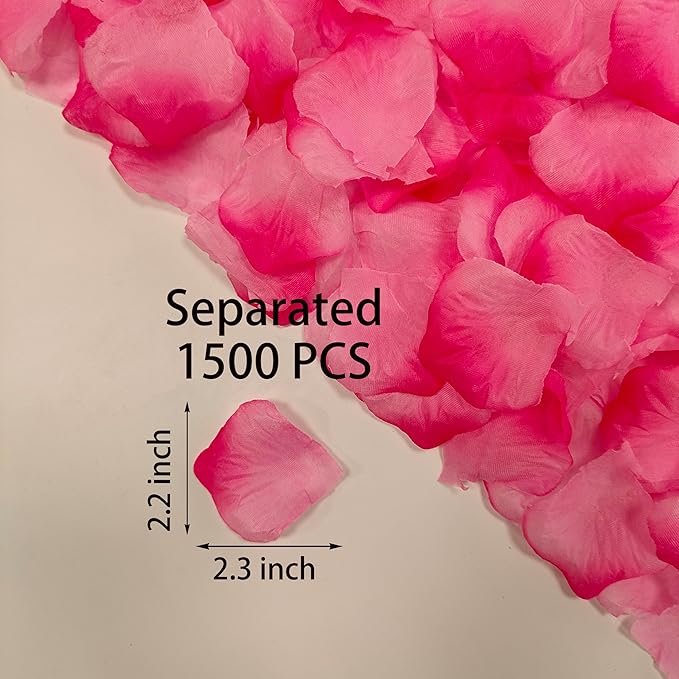 1500 Pcs Pre-separated Artificial Gradient Pink Rose Petals for Romantic Night,Faux Gradient Pink Flower Petals for Flower Girl,Weddings,Valentine Day,Party,Romantic Decoration(Ready-to-use)