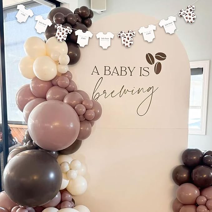 "A Baby is Brewing" Baby Shower Banner - Little Bean Coffee Themed Onesies Clothes for Gender Reveal & Baby Shower Party Decorations Supplies